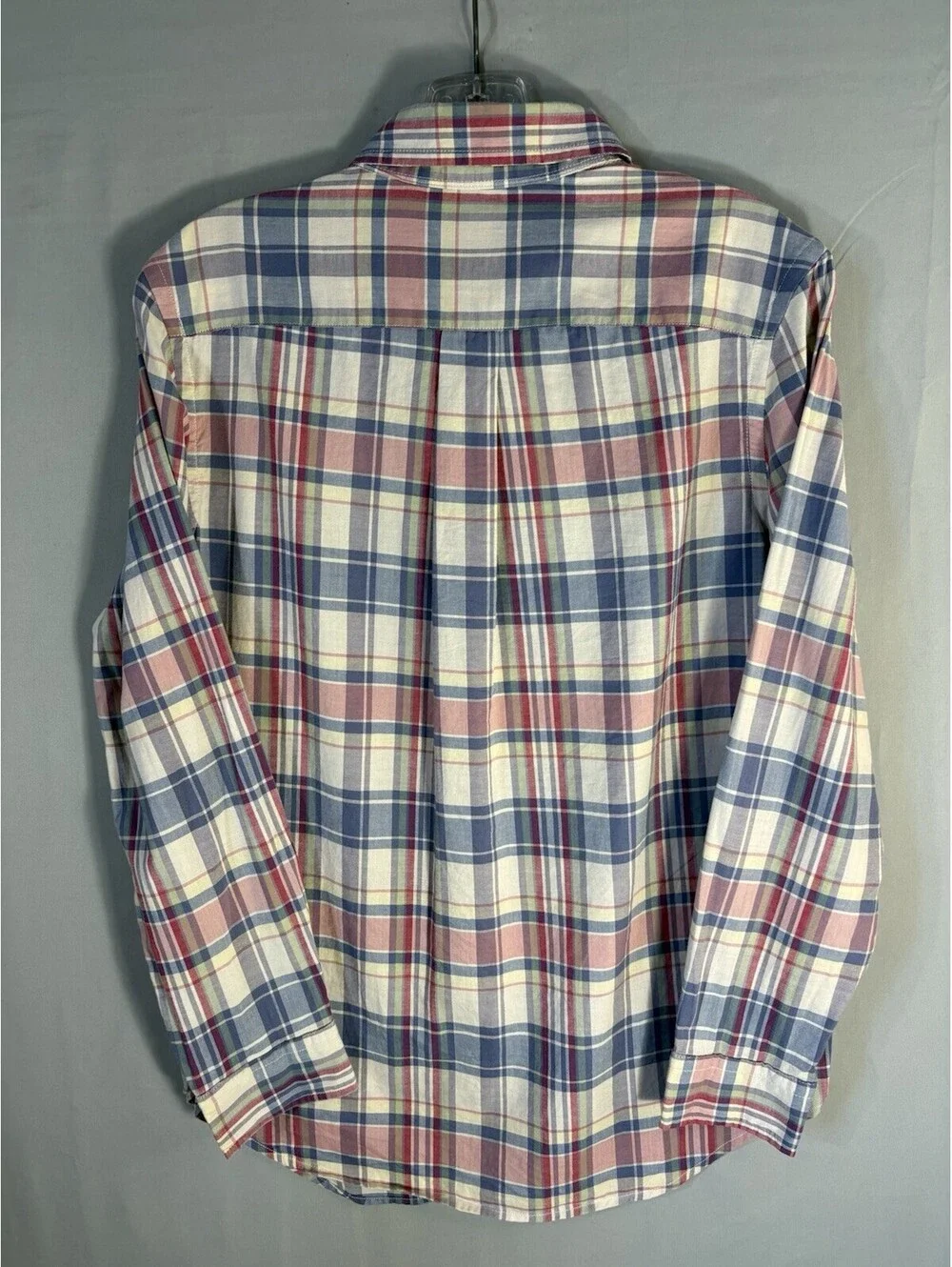 Polo Ralph Lauren Boys L 14-16 Plaid Button Down Shirt Blue Pink 100% Cotton
